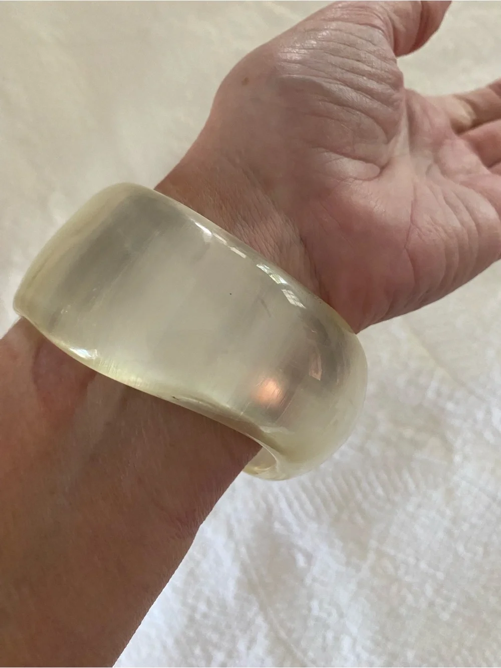 Bangle Bracelet Translucent Wide Asymmetrical Cuff